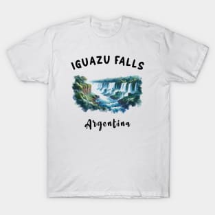 Iguazu Falls Argentina -Cool Watercolor Like n Art Style T-Shirt